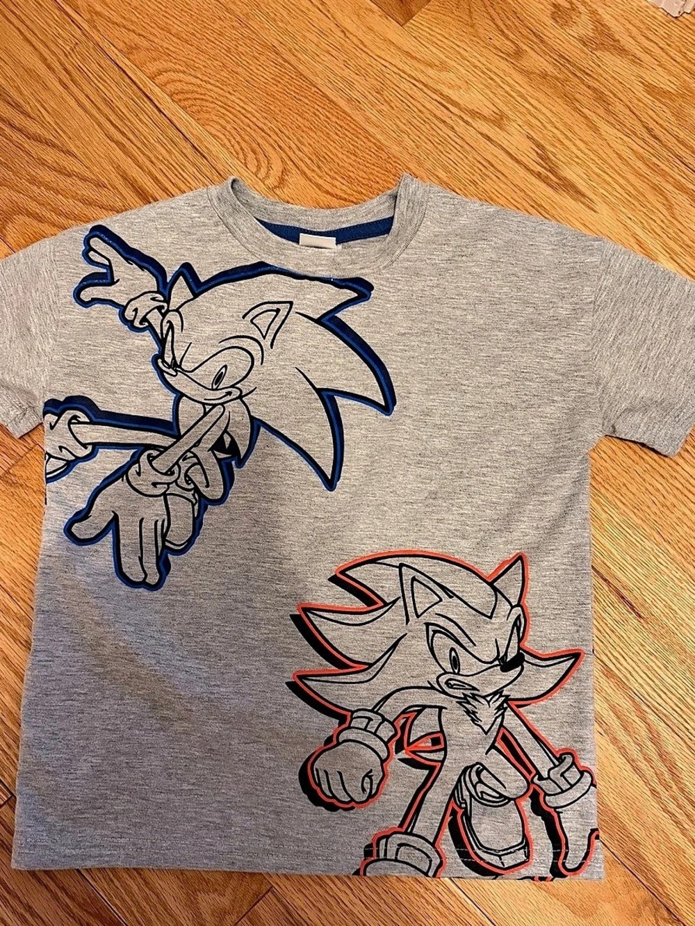 Sonic the Hedgehog Graphic Tee Boys Size 6 Gray Blue Like New